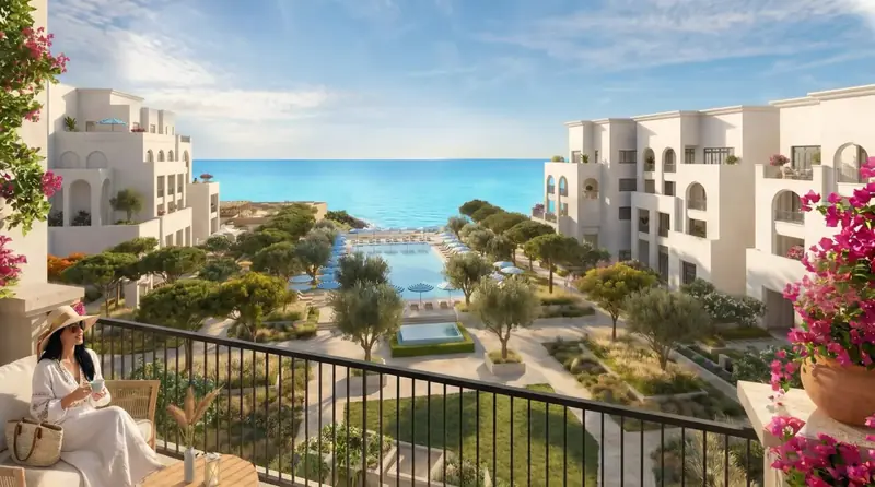 Nammos Residences terraces overlooking the pools and the sea