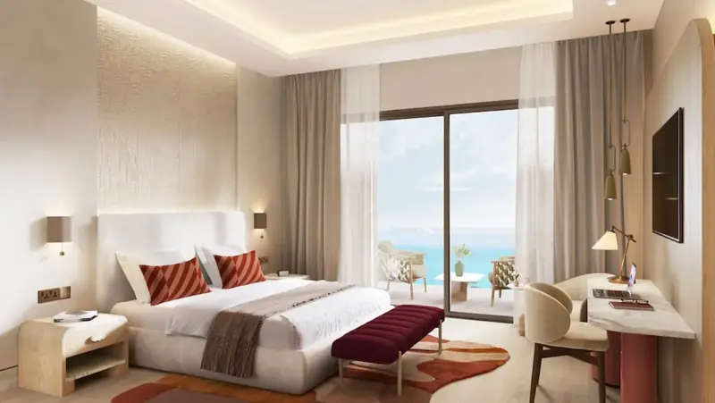 One-bedroom apartment bedroom at Waterfront Residences